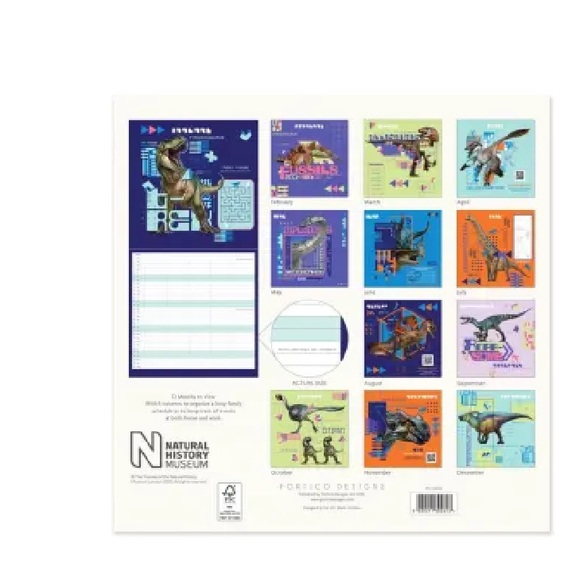Portico Designs 2024 NHM Dinosaur SQ Family Calendar - Picture 3 of 4